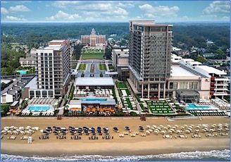 View of the Marriott Virginia Beach resort from the ocean.